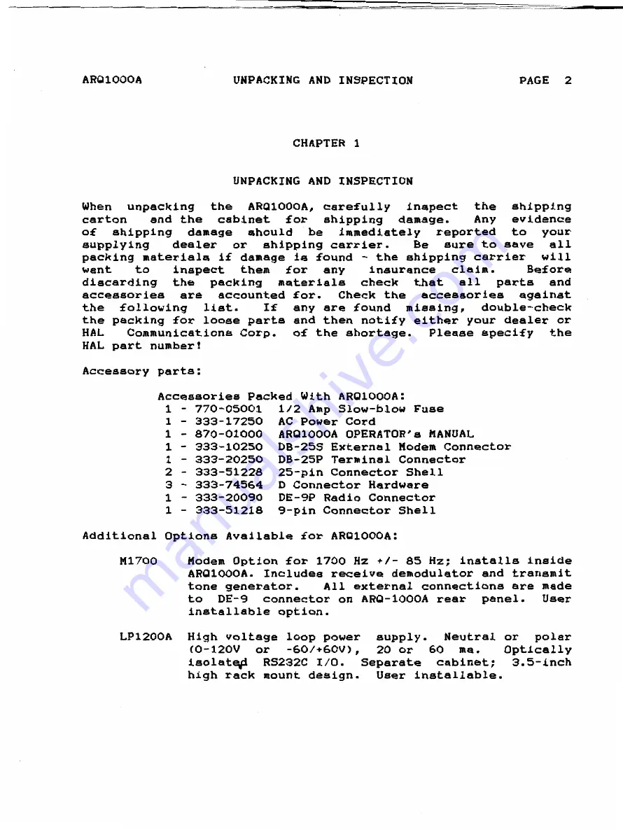 Hal Communications ARQ1000A Manual Download Page 5