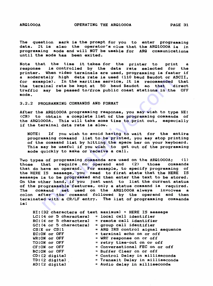 Hal Communications ARQ1000A Manual Download Page 34