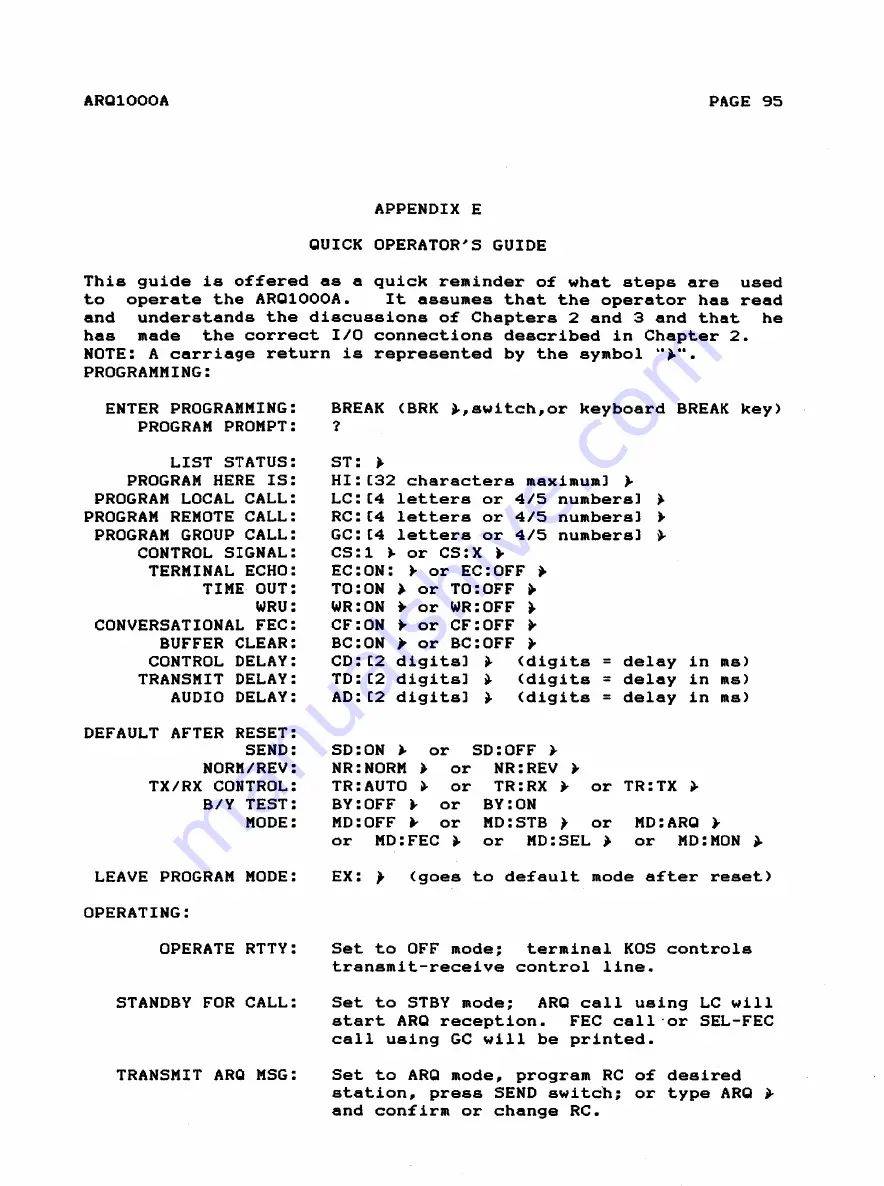 Hal Communications ARQ1000A Manual Download Page 98