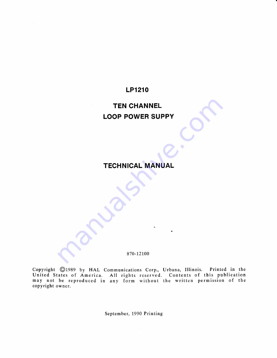 Hal Communications LP1210 Technical Manual Download Page 1