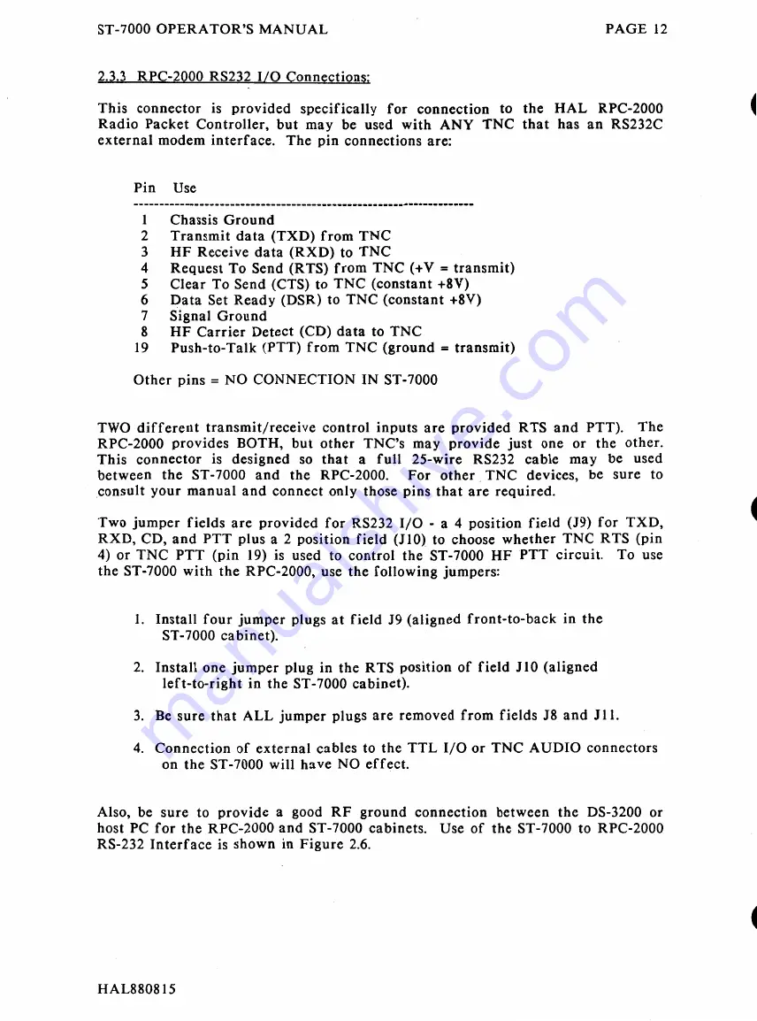 Hal Communications ST-7000 Manual Download Page 15