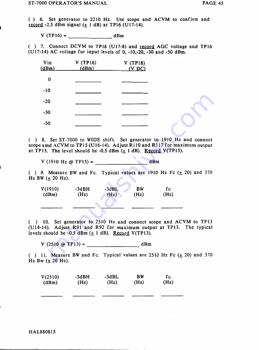 Hal Communications ST-7000 Manual Download Page 48