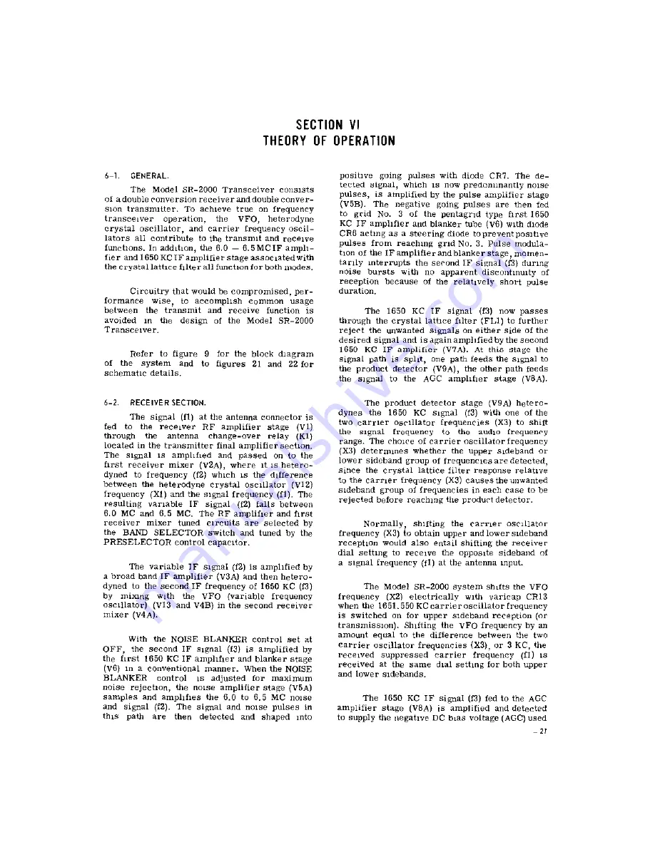 Hallicrafters SR-2000 Operating And Service Instructions Download Page 22