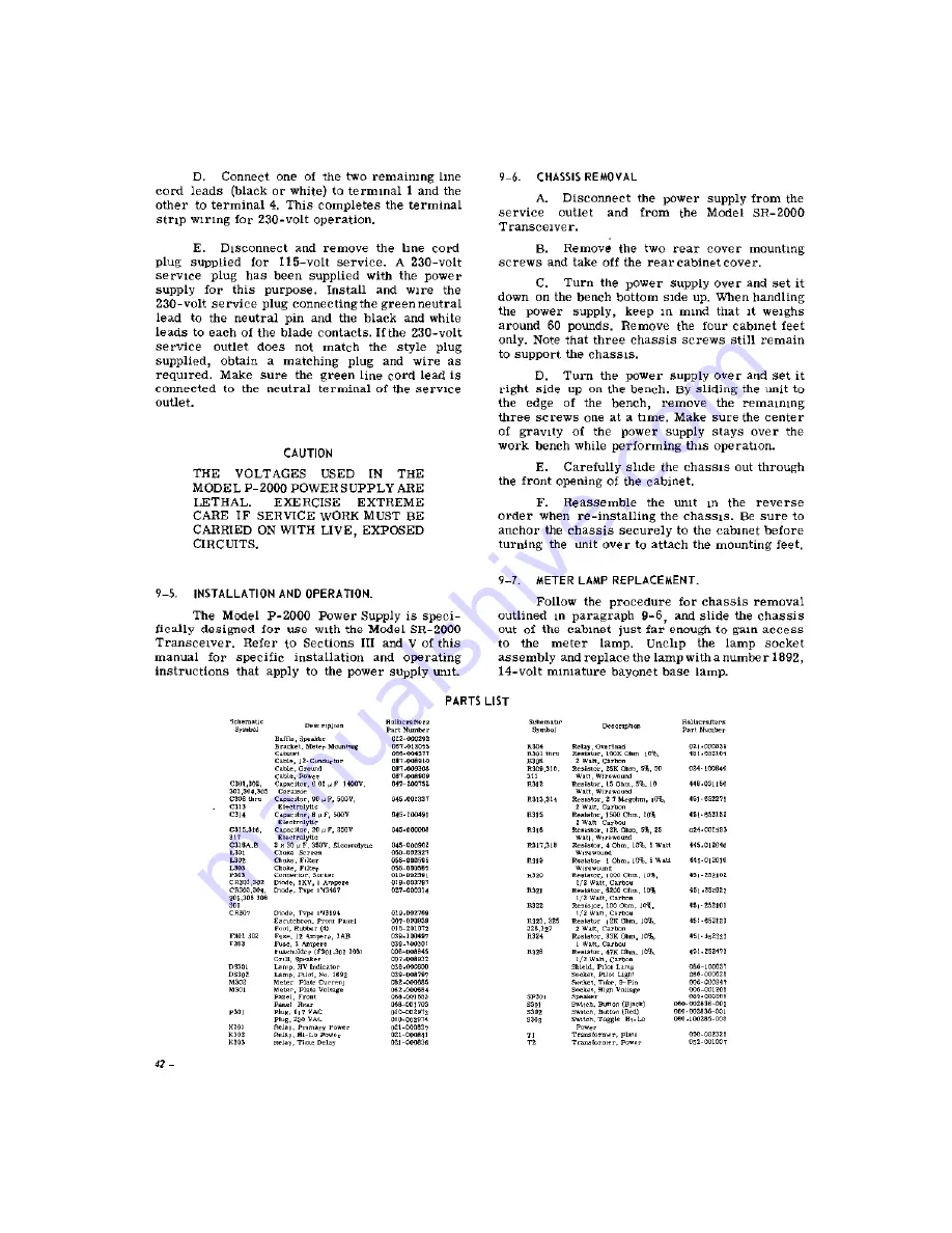 Hallicrafters SR-2000 Operating And Service Instructions Download Page 43