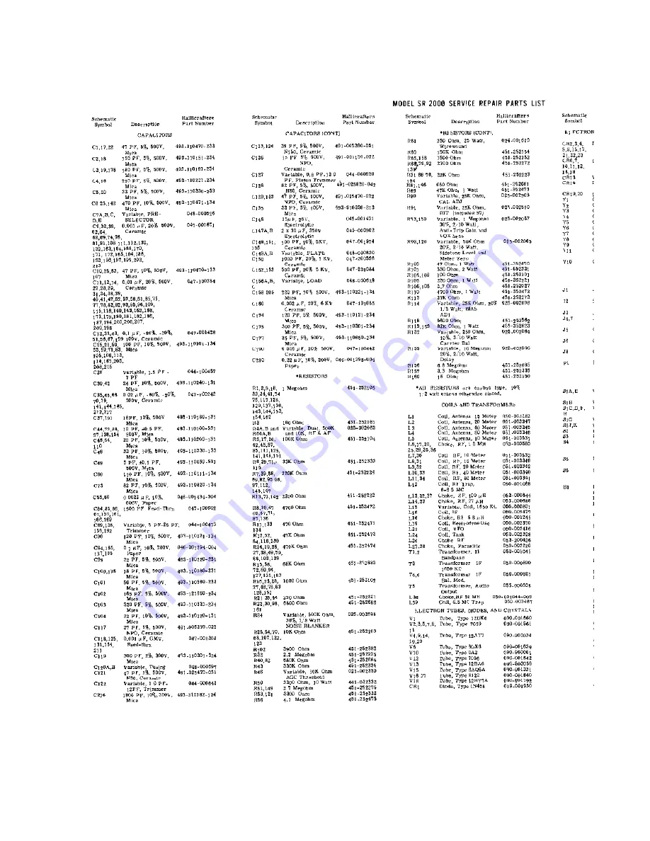 Hallicrafters SR-2000 Operating And Service Instructions Download Page 46