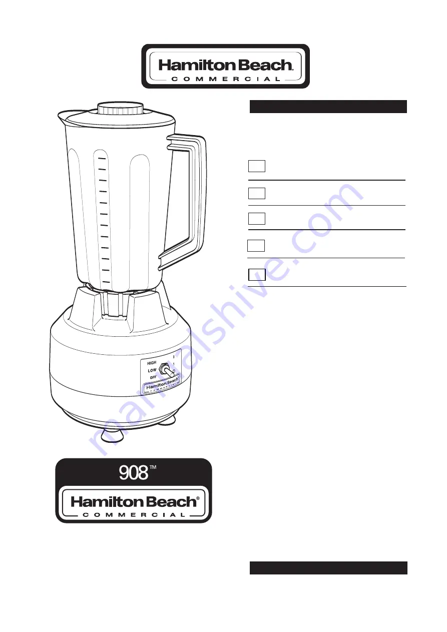 Hamilton Beach Commercial 908 Series Operation Manual Download Page 1