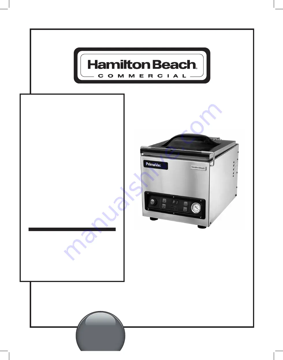 Hamilton Beach Commercial HVC254 Operation Manual Download Page 1