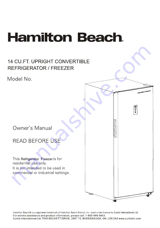 Hamilton Beach HBFRF1495-3BCOM Скачать руководство пользователя страница 1