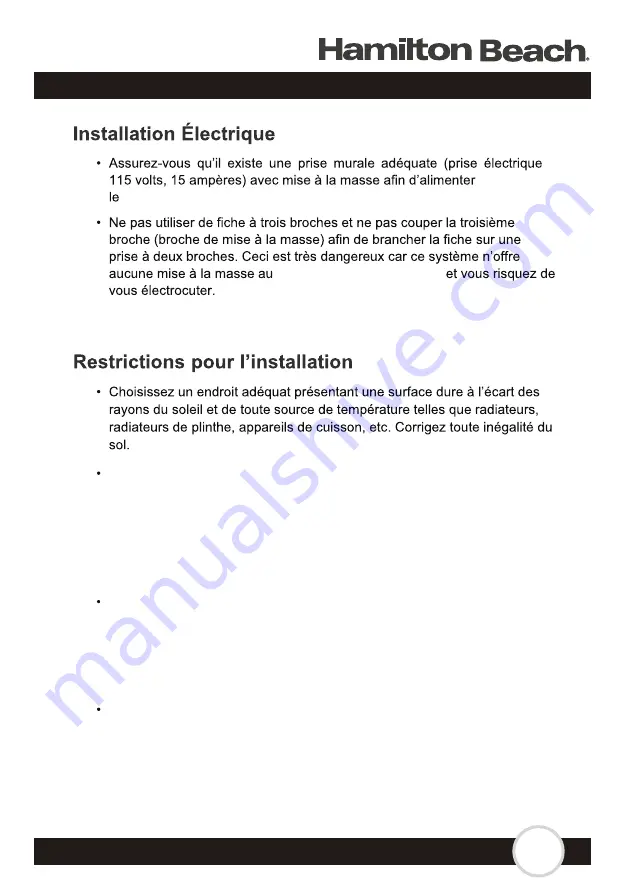 Hamilton Beach HBFRF1495-3BCOM Owner'S Manual Download Page 22