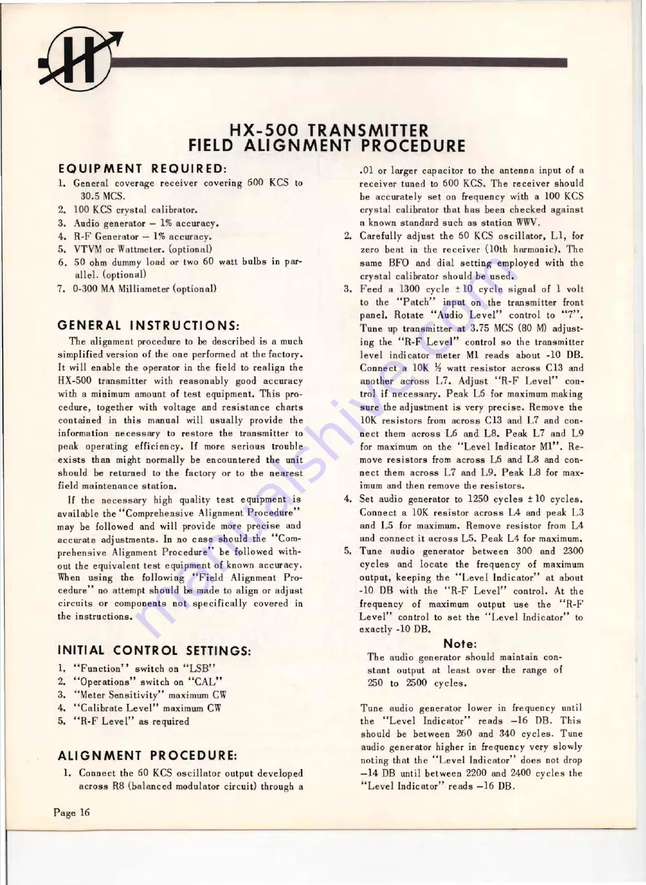 Hammarlund HX50 Technical Description And Operating Instructions Download Page 17