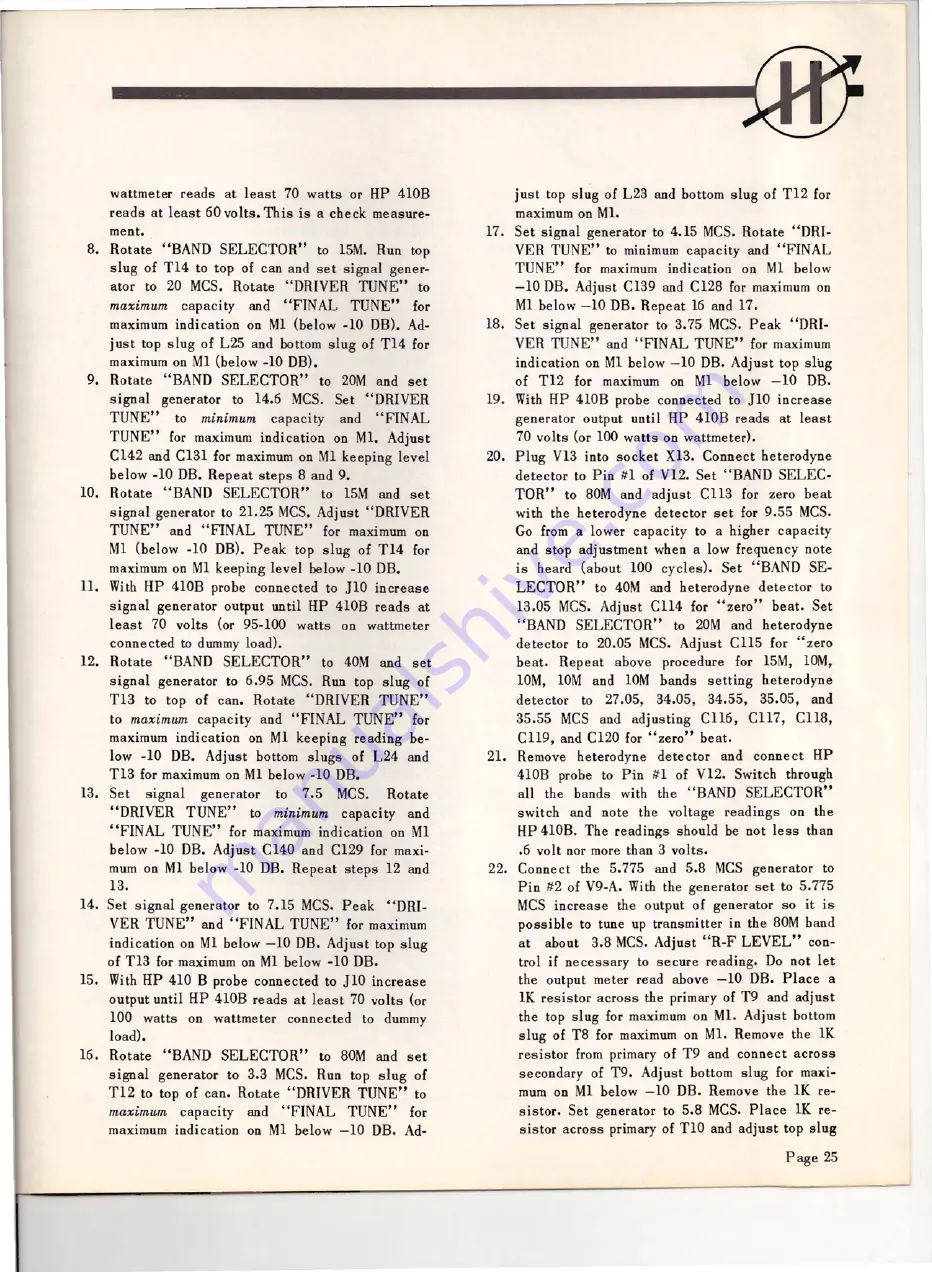 Hammarlund HX50 Technical Description And Operating Instructions Download Page 26