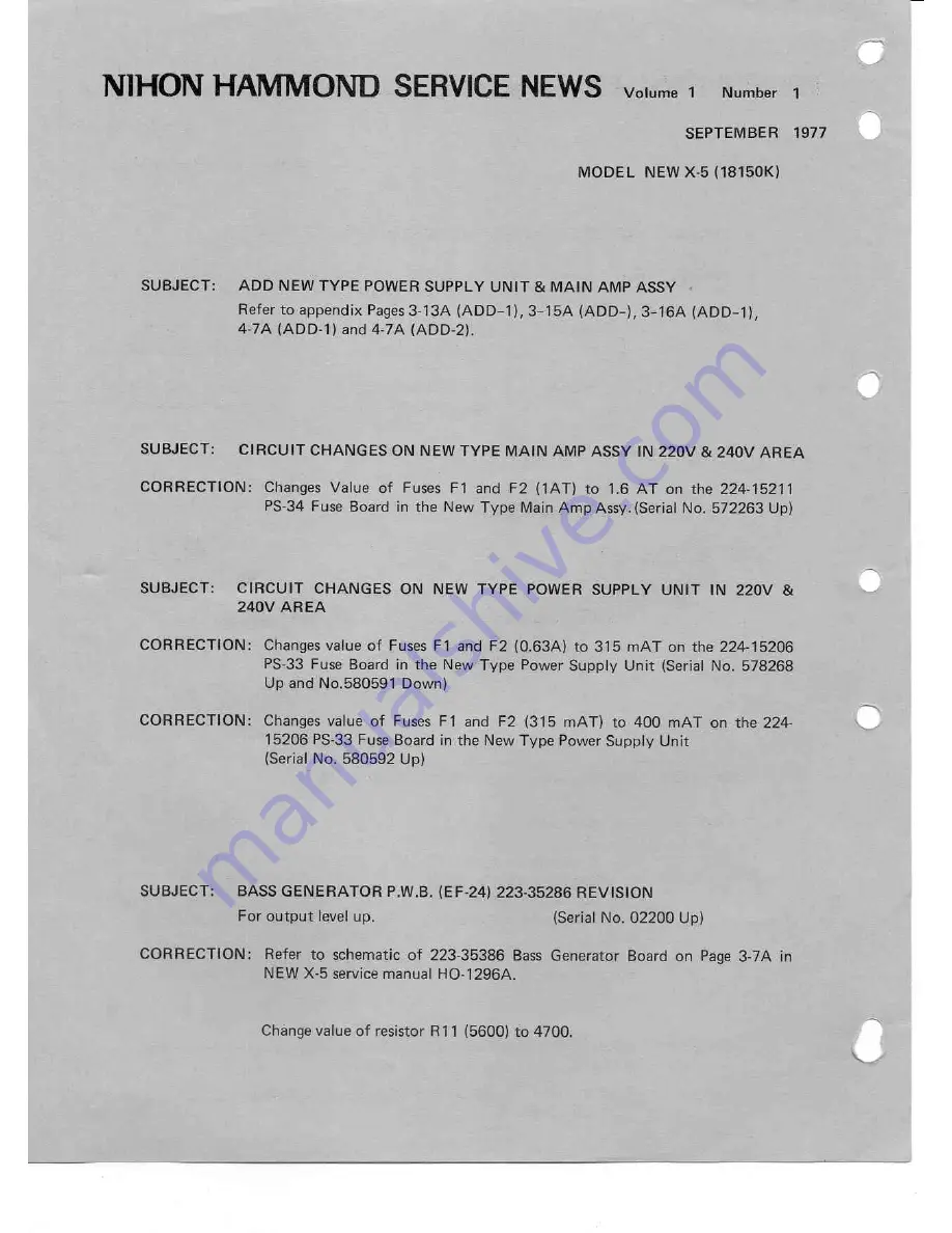 Hammond X-5 Service Manual Download Page 76