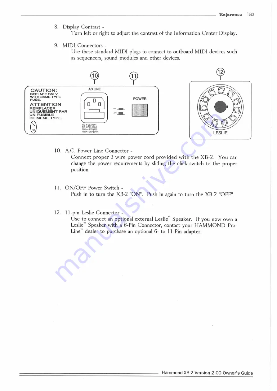 Hammond XB2 Owner'S Playing Manual Download Page 186