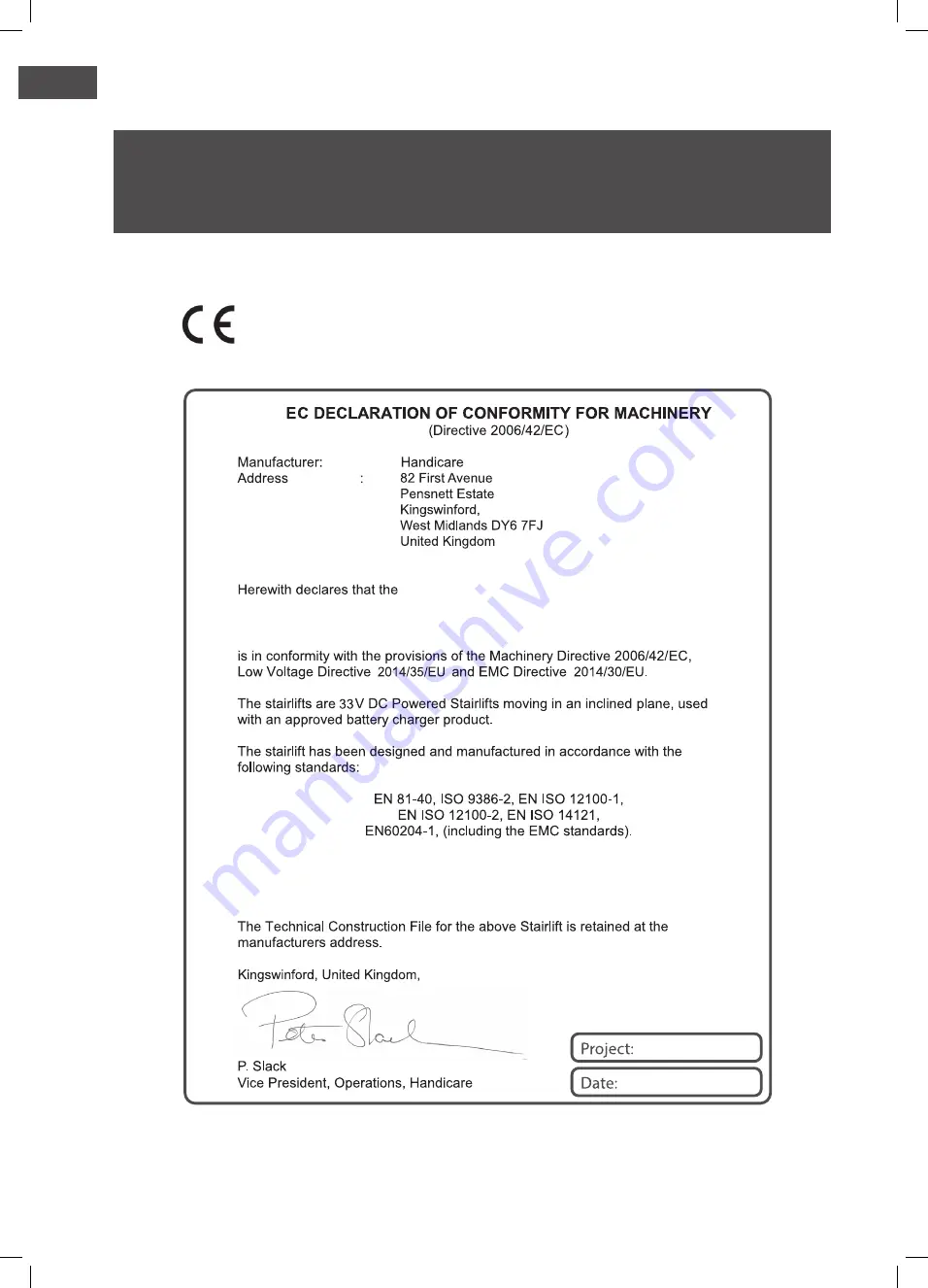 Handicare 4000 User Manual Download Page 16