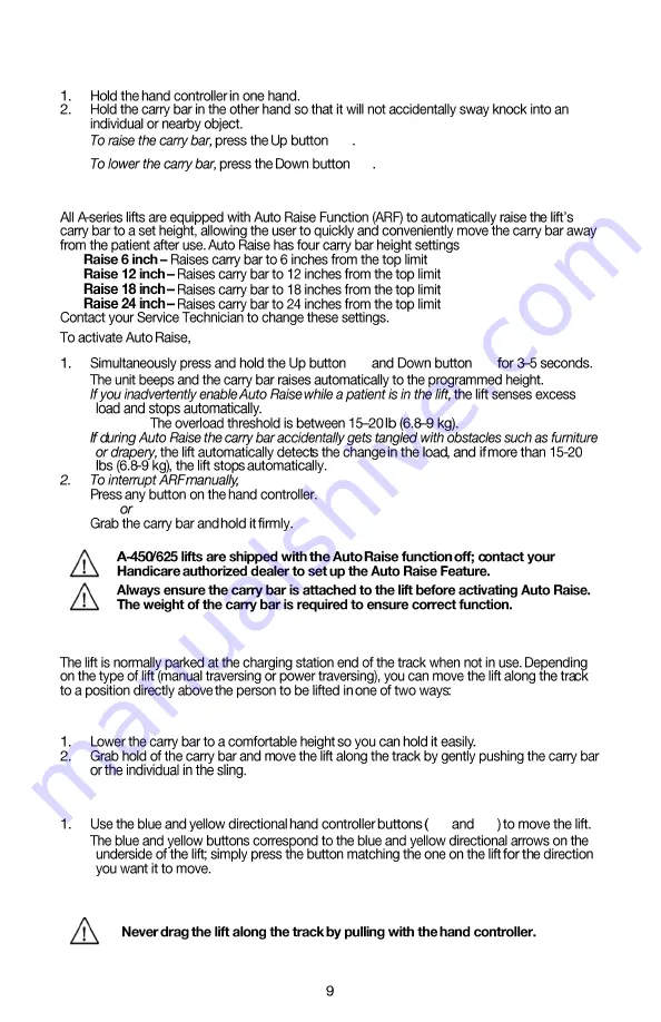 Handicare A-450 Owner'S Manual Download Page 9