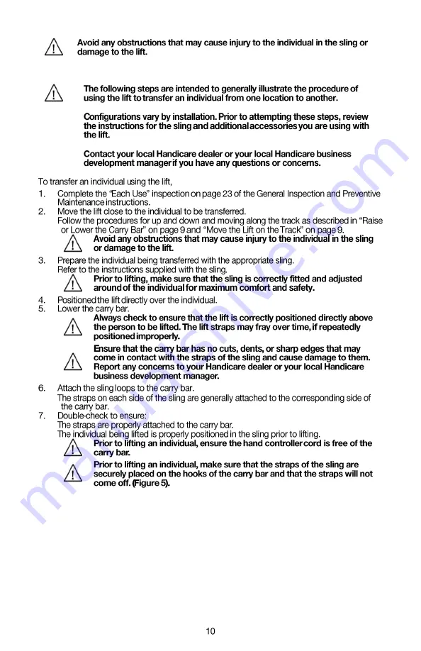 Handicare A-450 Owner'S Manual Download Page 10