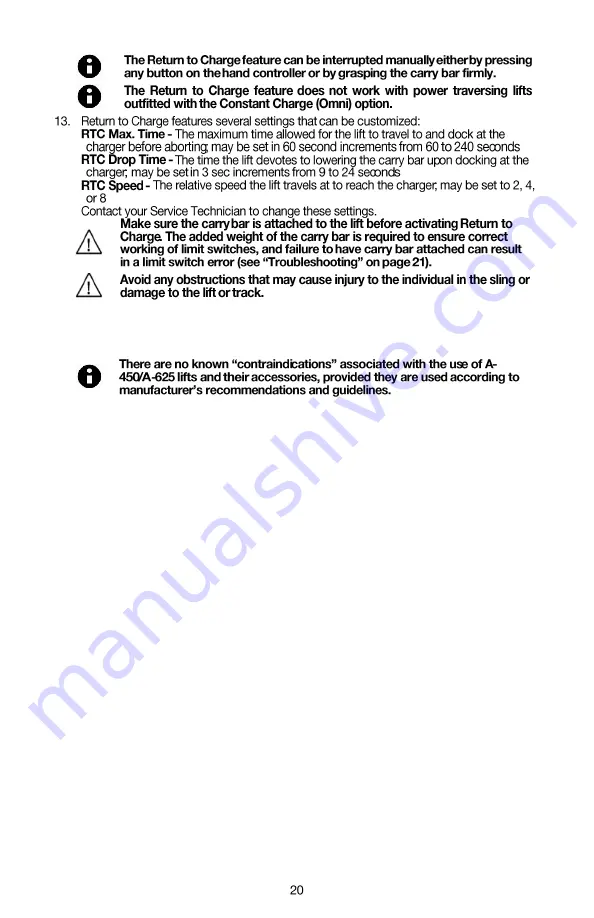 Handicare A-450 Owner'S Manual Download Page 20