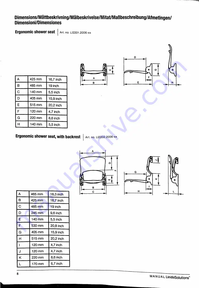 Handicare LinidoSolutions LI2202.2006 Series Manual Download Page 9