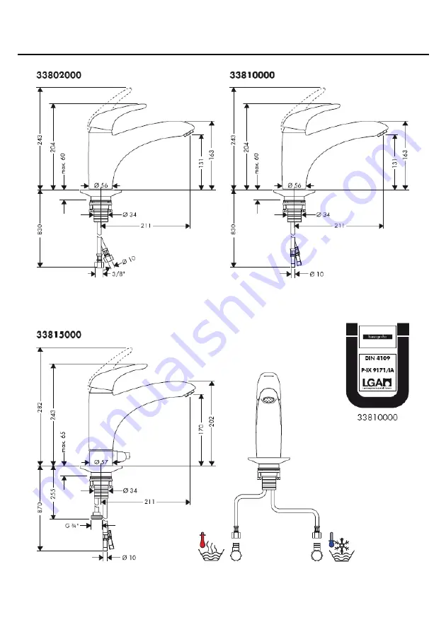 Hans Grohe Elegance 33802000 Скачать руководство пользователя страница 10