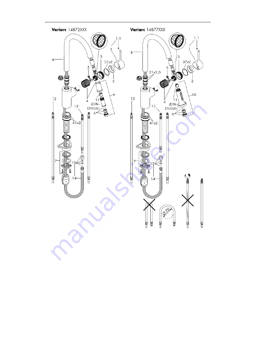 Hans Grohe Variarc 14872 Series Assembly Instructions Manual Download Page 3