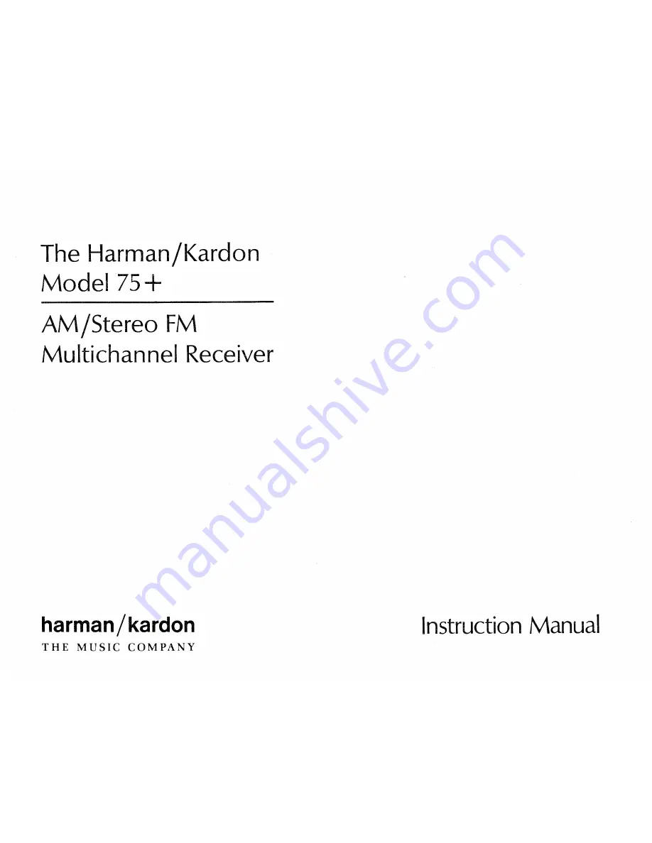 Harman Kardon 75 Instruction Manual Download Page 1