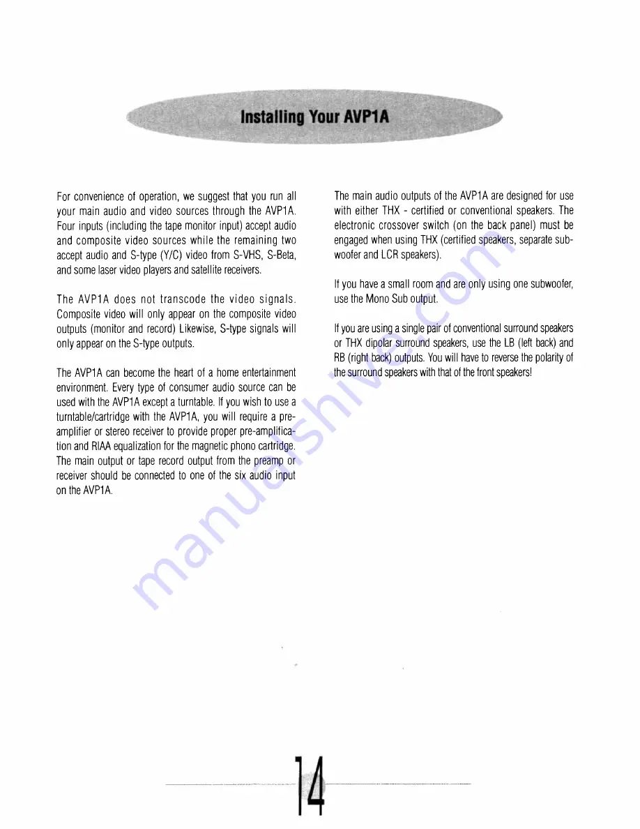 Harman Kardon AVP-1A Installation Manual Download Page 17