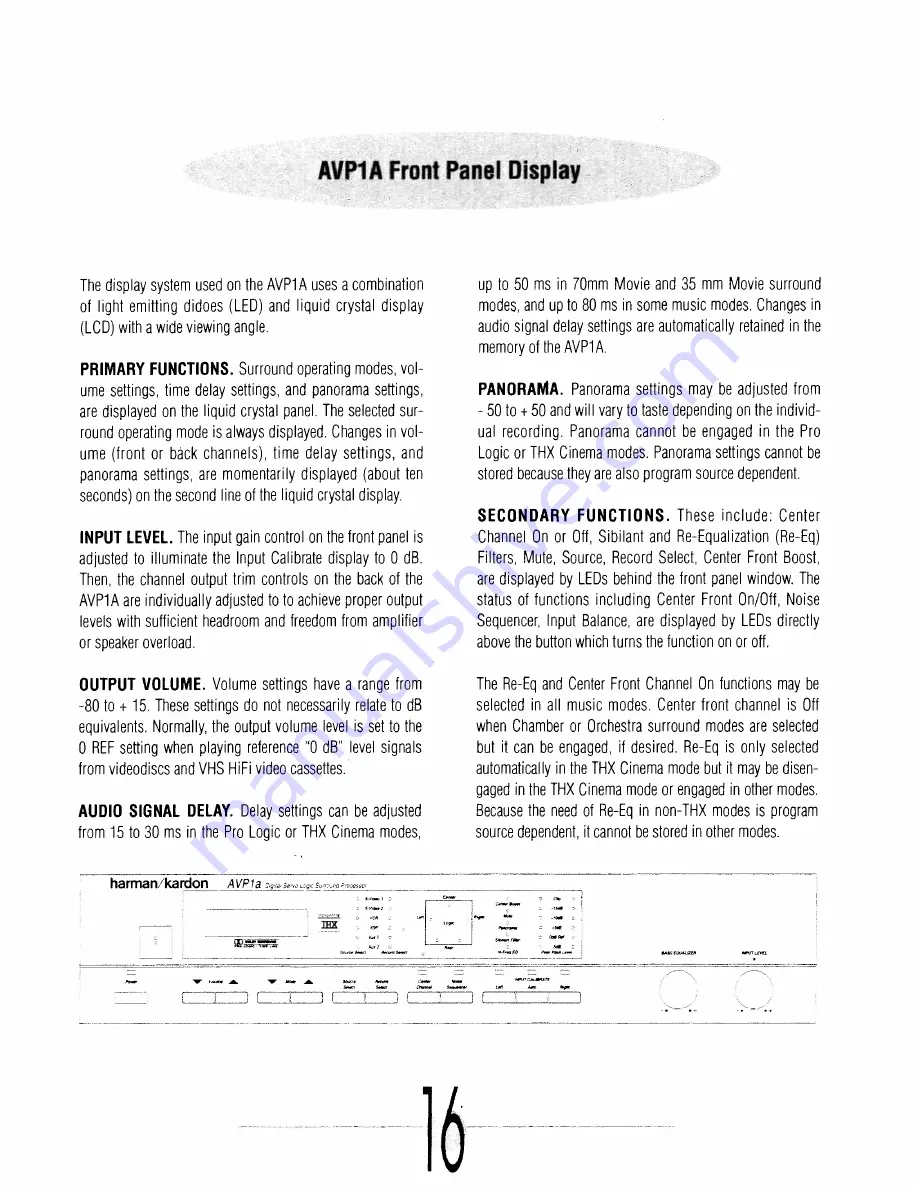 Harman Kardon AVP-1A Installation Manual Download Page 19