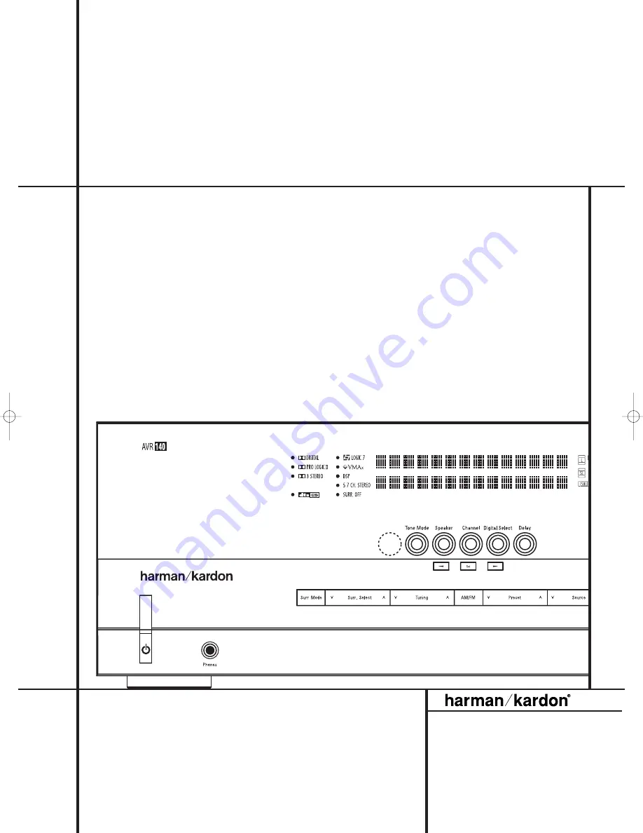 Harman Kardon AVR 140 Owner'S Manual Download Page 1