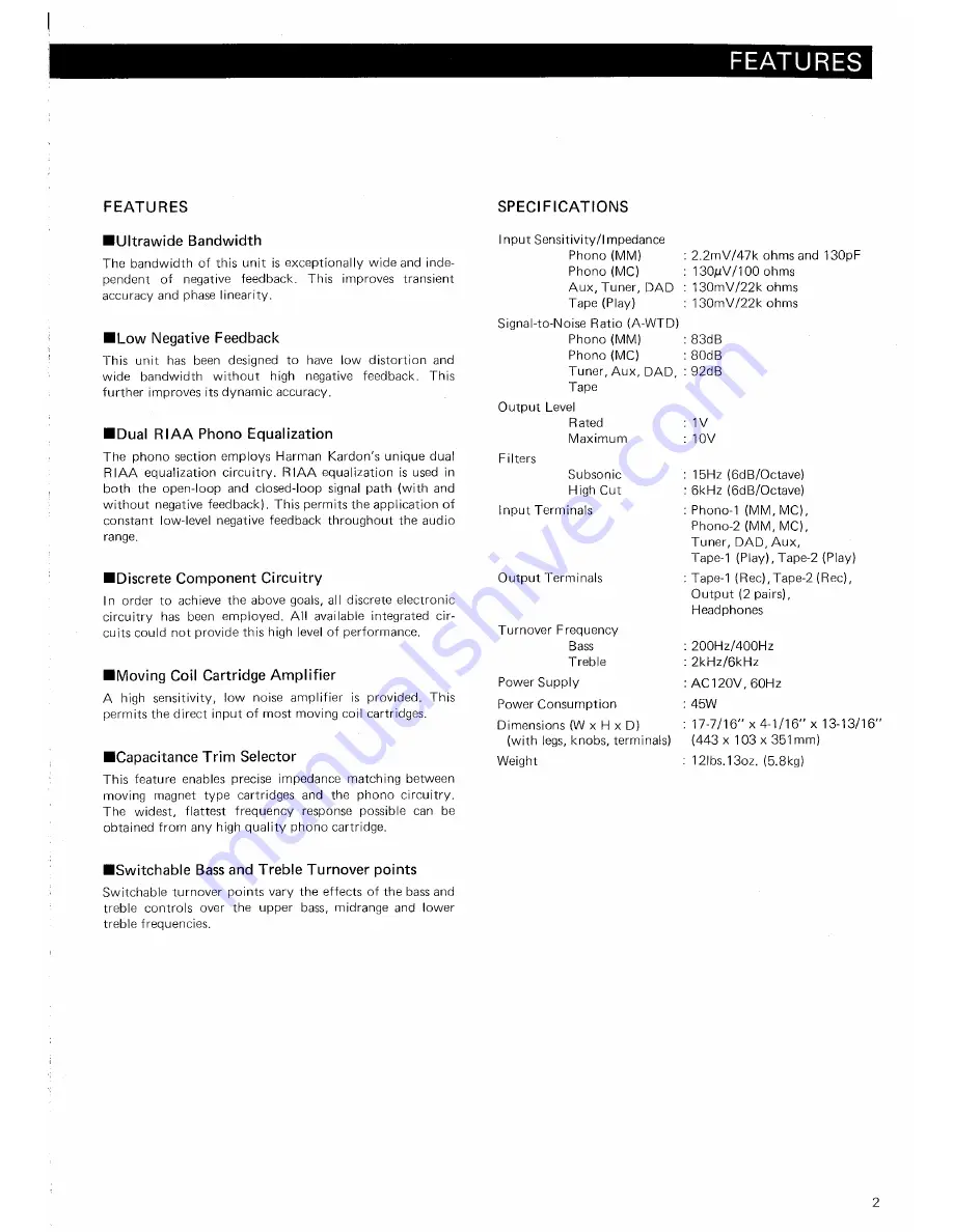 Harman Kardon HK825 Owner'S Manual Download Page 3