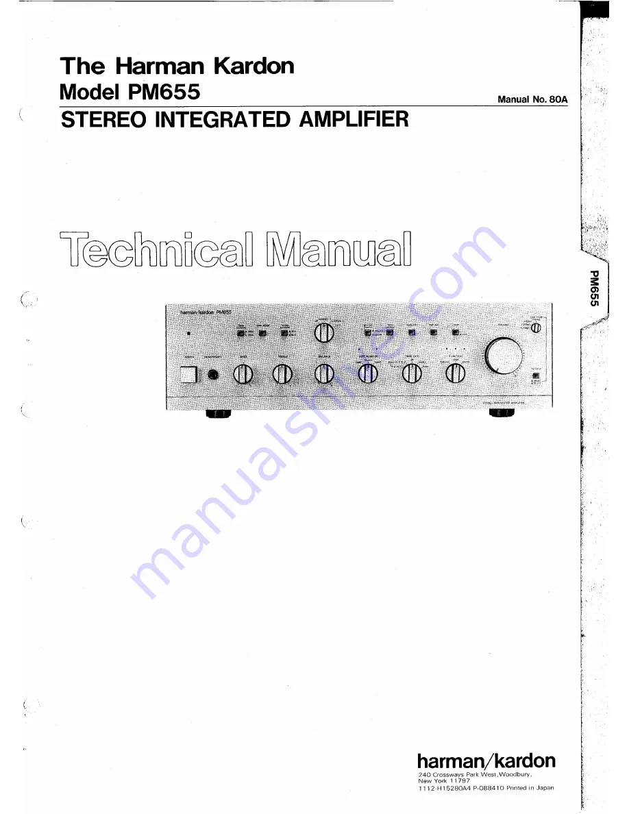 Harman Kardon PM655 Technical Manual Download Page 1