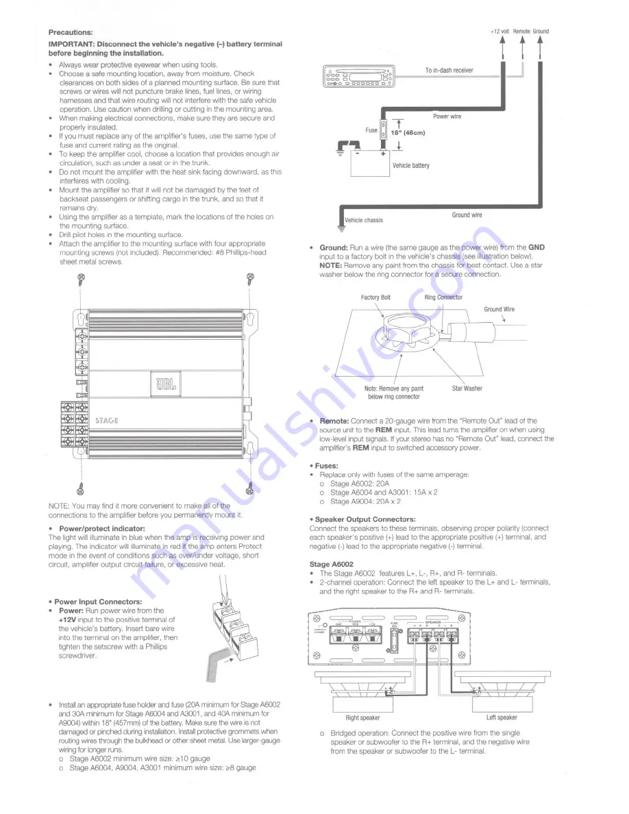 Harman JBL Stage A6002 Скачать руководство пользователя страница 3