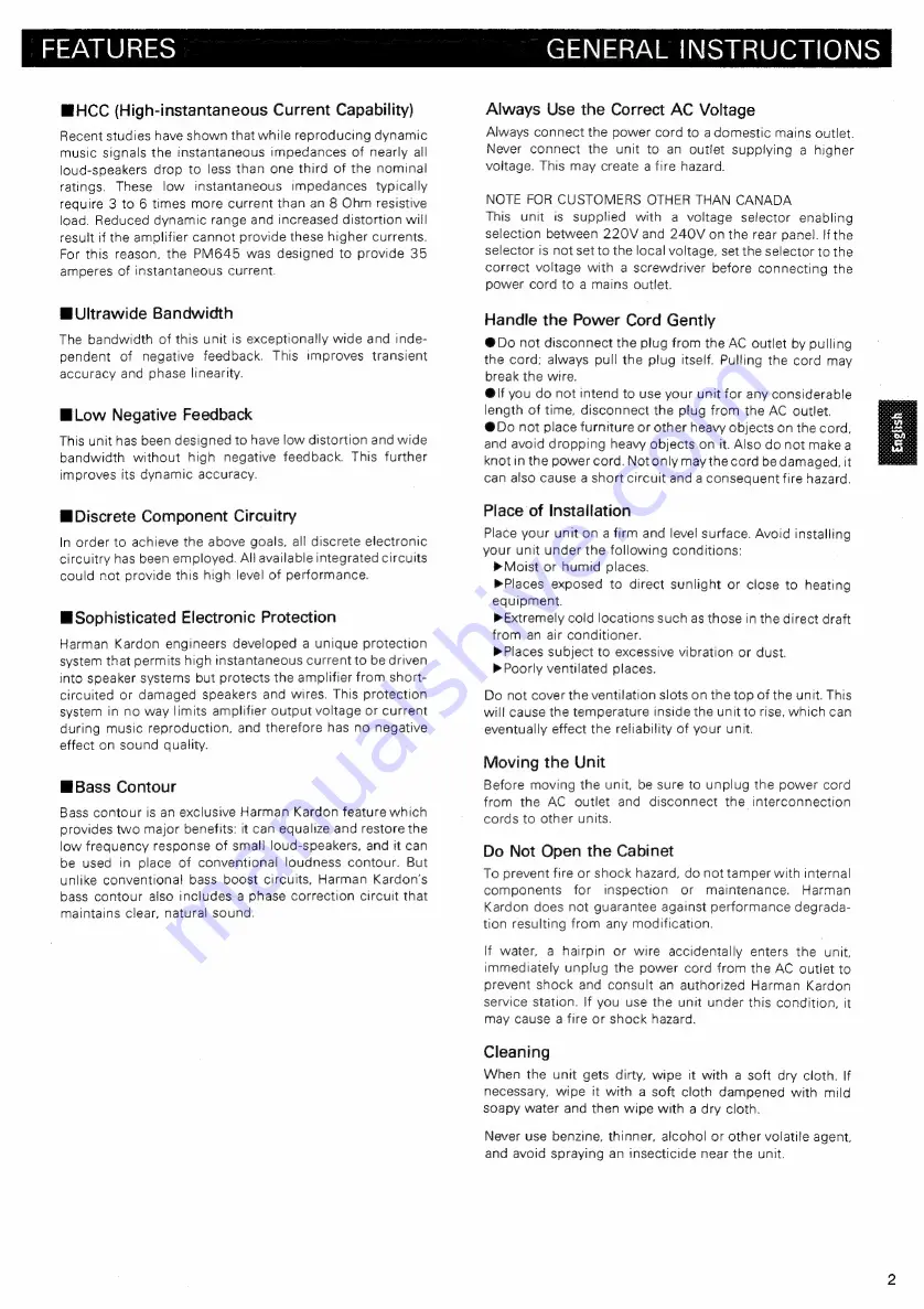 Harman PM645 Owner'S Manual Download Page 3