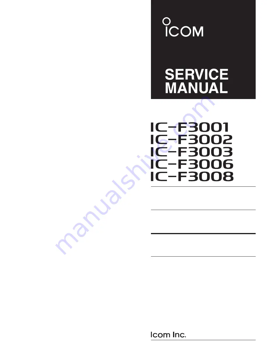 Icom IC-F3001 Service Manual Download Page 17