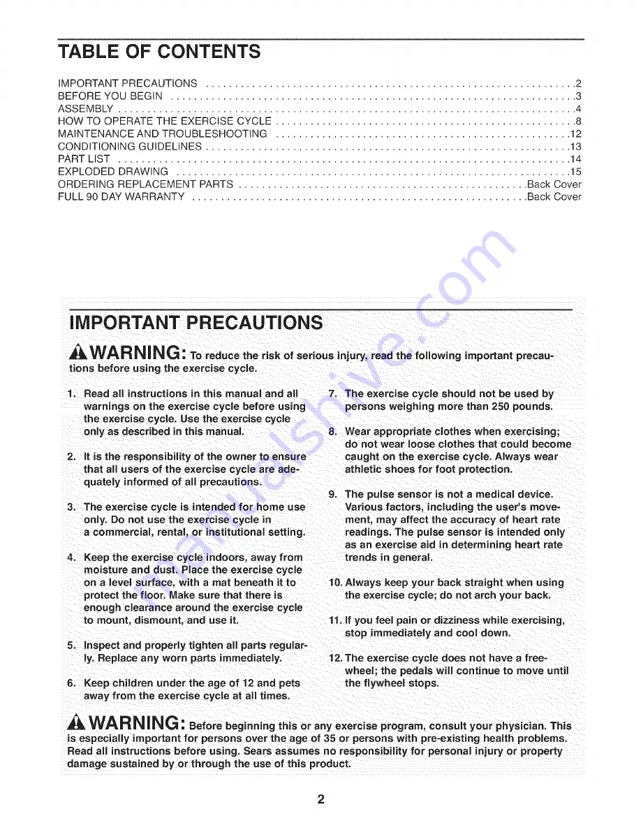 ICON Health & Fitness PRO-FORM GR 80 User Manual Download Page 2