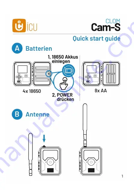 ICU CLOM CAM S Quick Start Manual Download Page 1