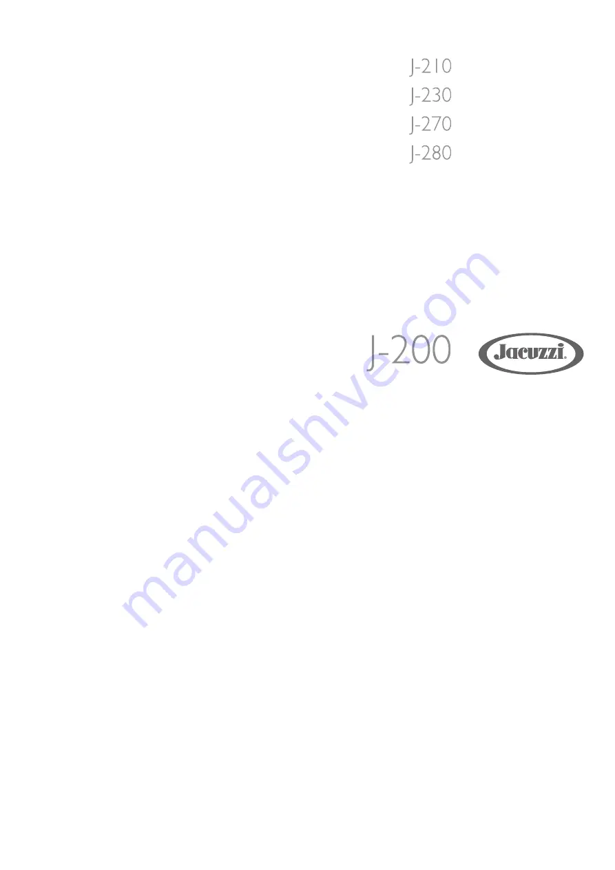 Jacuzzi J-200 Series Instructions For Installation Manual Download Page 1