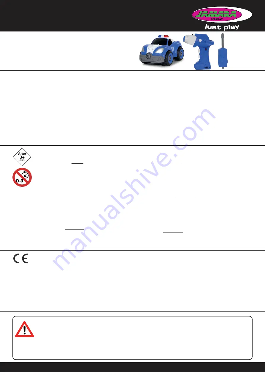 Jamara First RC Kids Polizeiauto Instructions Download Page 1