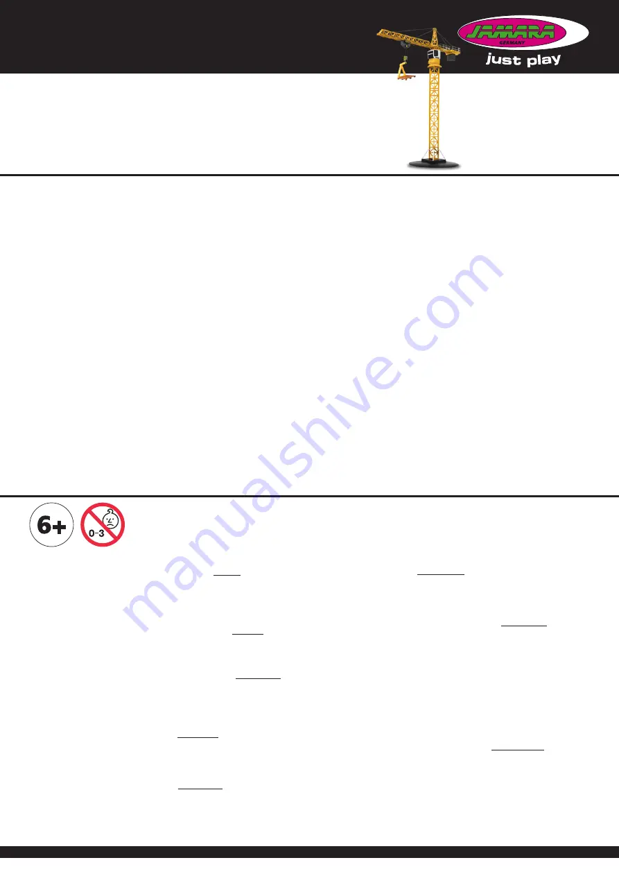 Jamara Turmdrehkran Liebherr 2,4GHz Instructions Manual Download Page 1