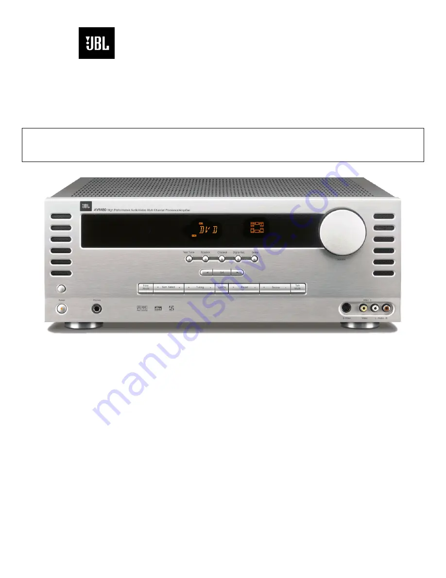 JBL AVR480 Скачать руководство пользователя страница 1