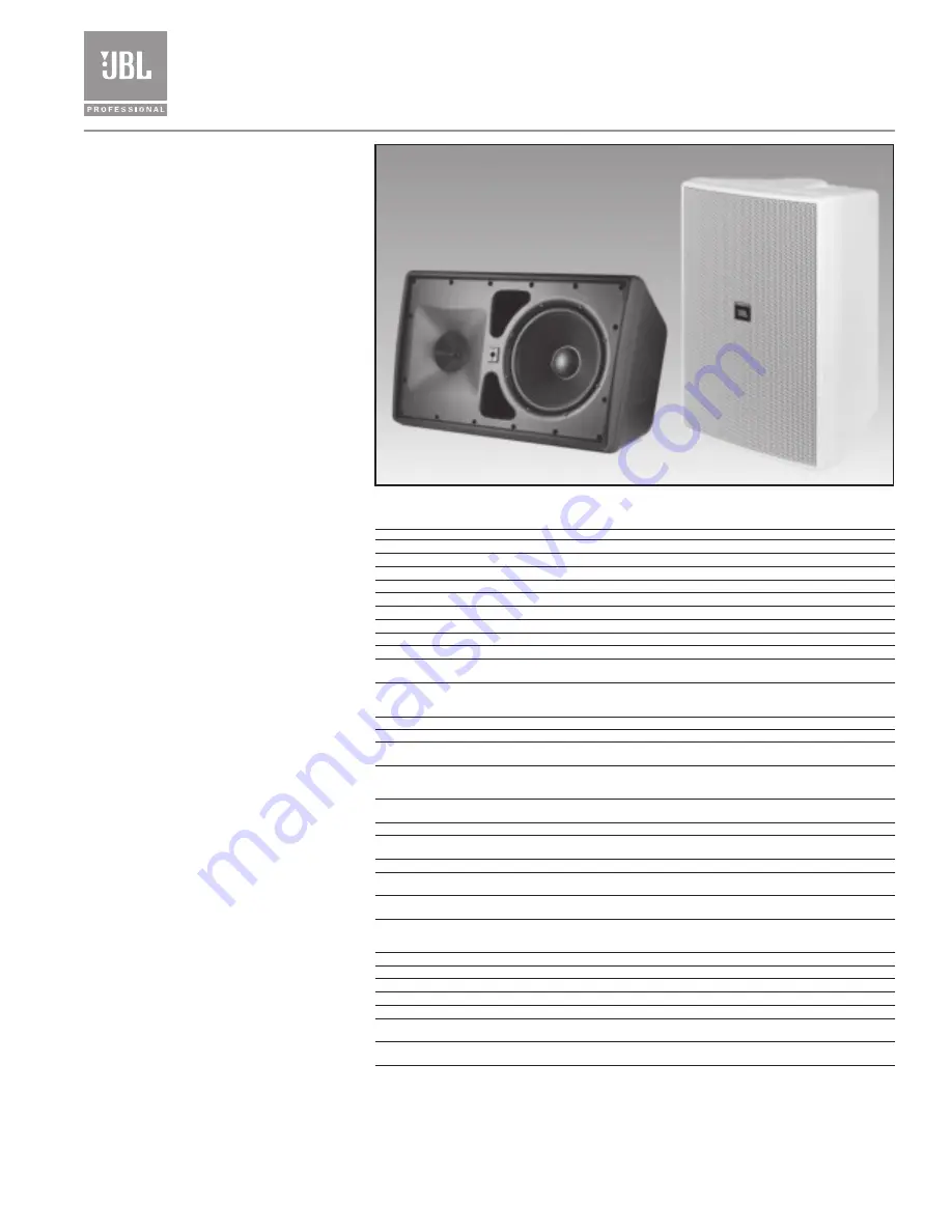 JBL Control 30 Specification Sheet Download Page 1