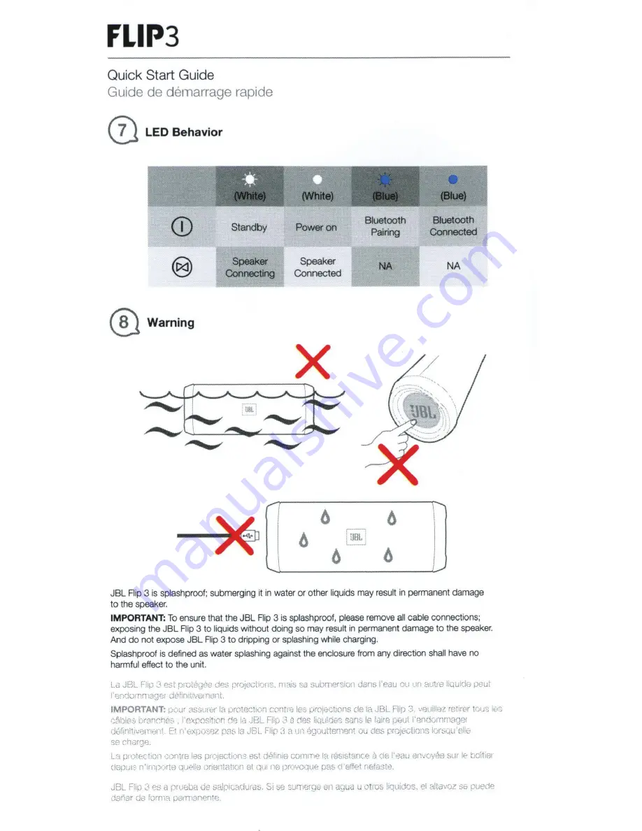 JBL FLIP3 Quick Start Manual Download Page 8