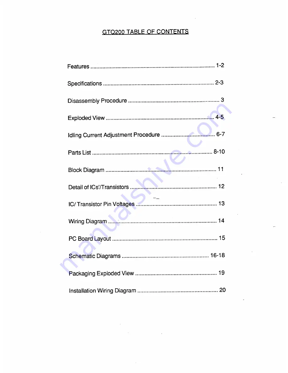 JBL GTQ200 Technical Manual Download Page 2