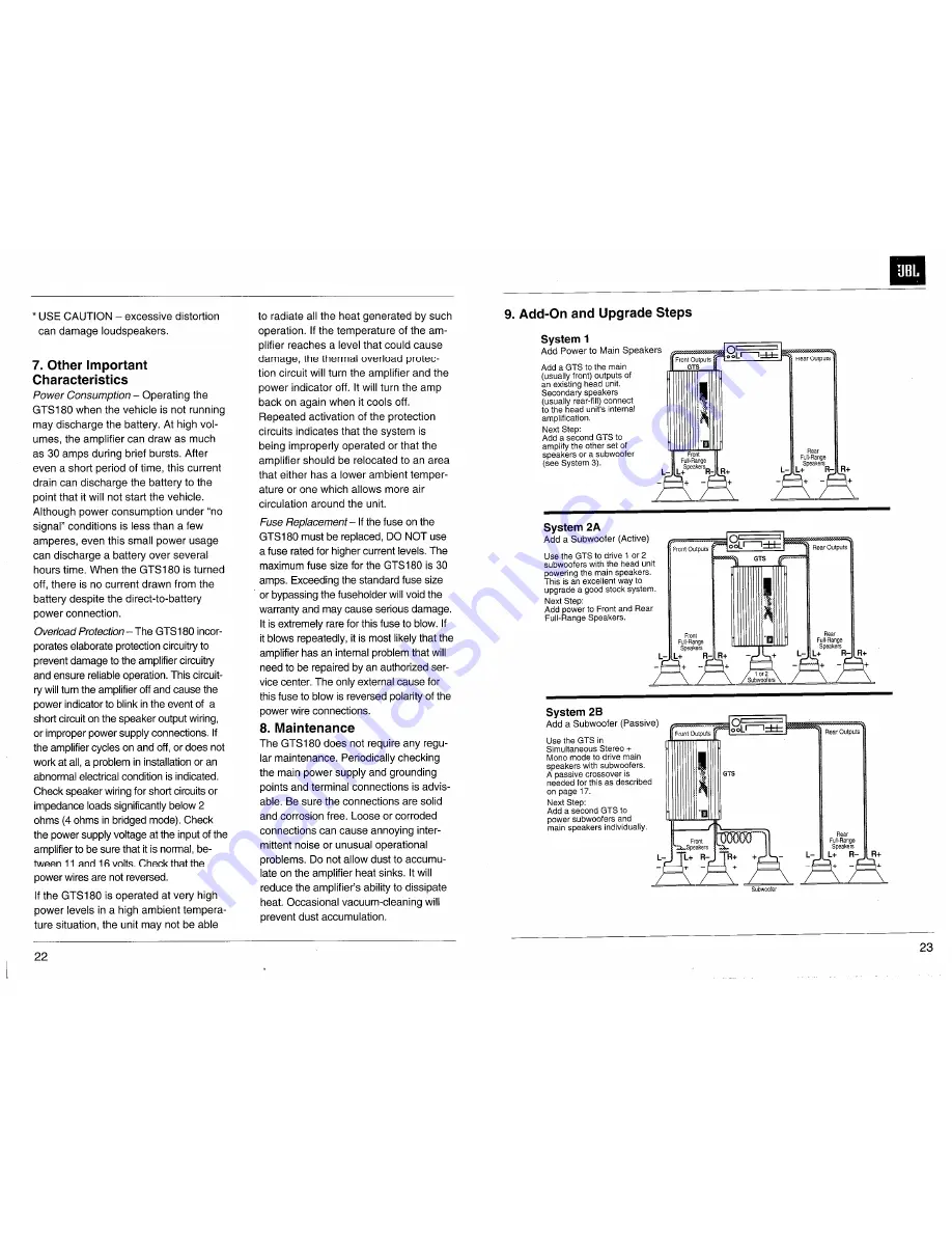 JBL GTS180 Owner'S Manual Download Page 12