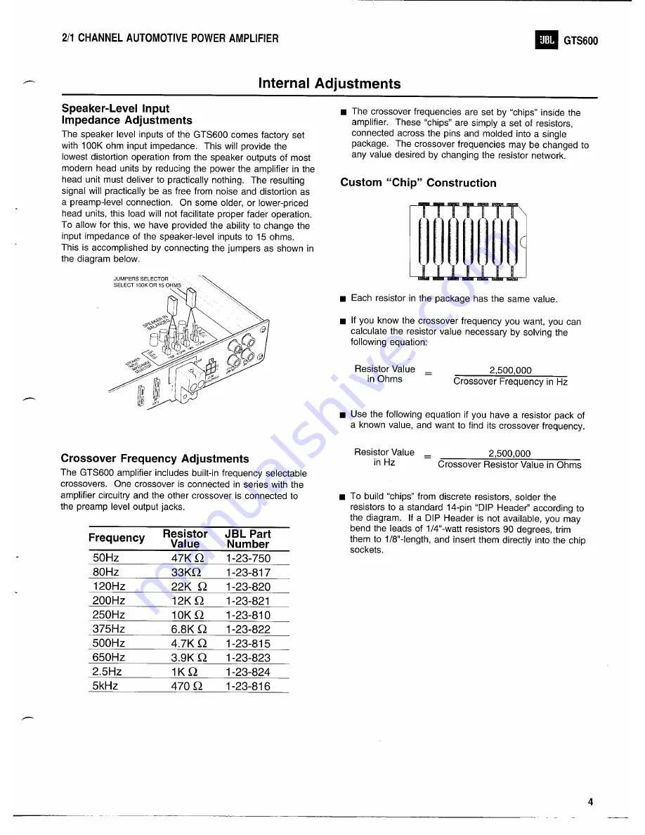 JBL GTS600 Technical Manual Download Page 5