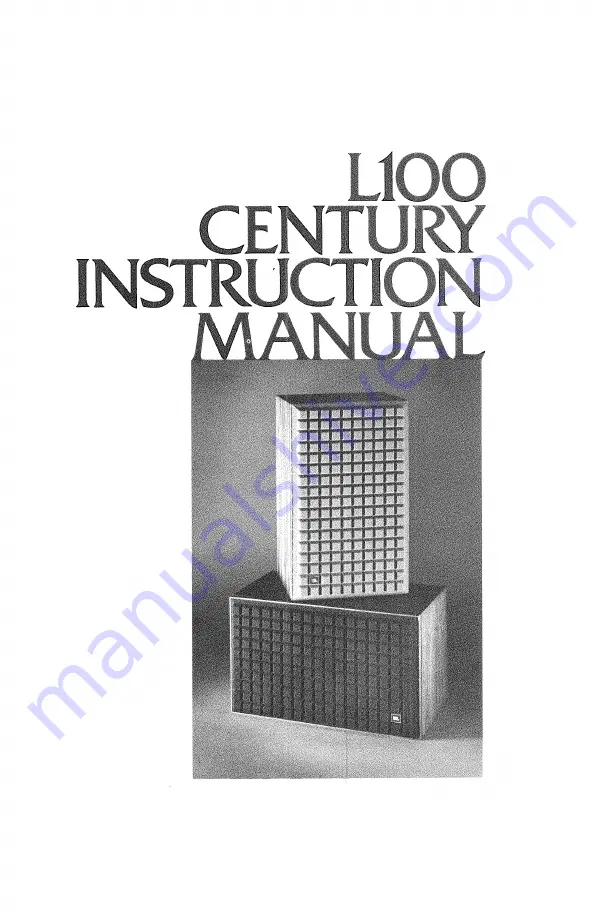 JBL L100 CENTURY Instruction Manual Download Page 1