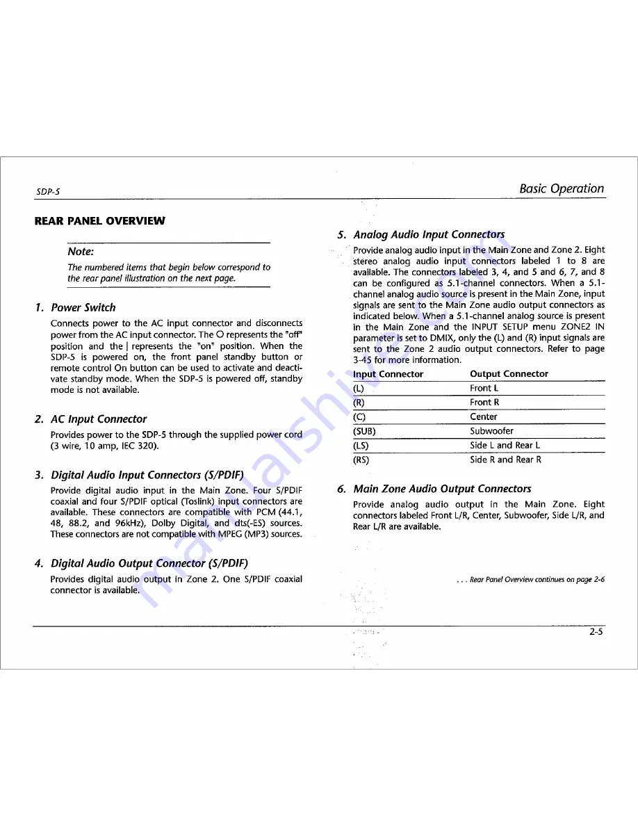 JBL Synthesis SDP-5 Owner'S Manual Download Page 20