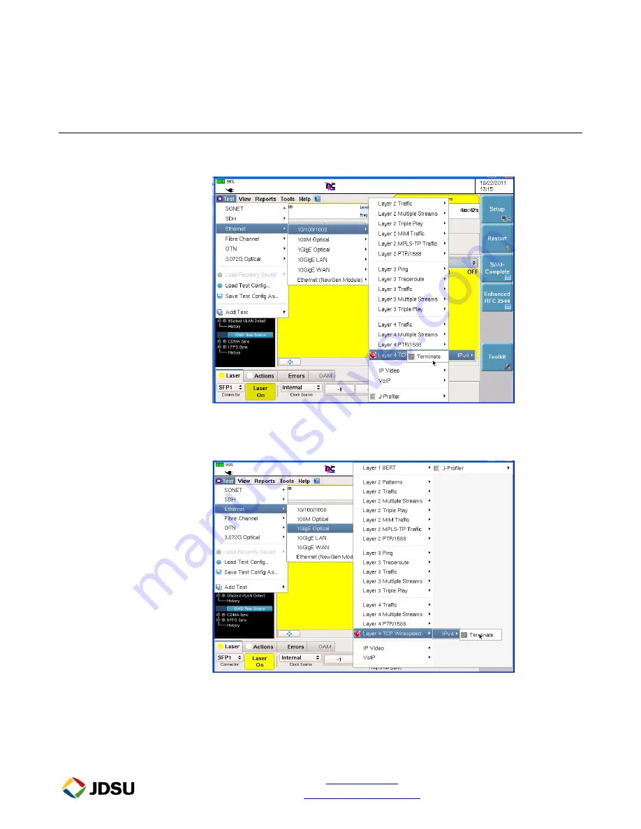 JDS Uniphase T-BERD 6000A Testing Manual Download Page 27