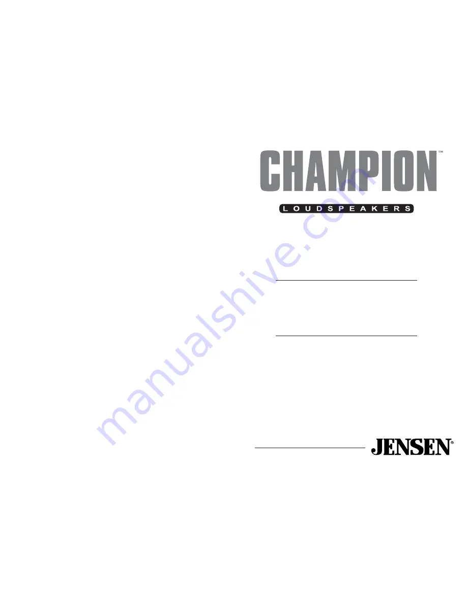 Jensen Champion Important Notes Download Page 1