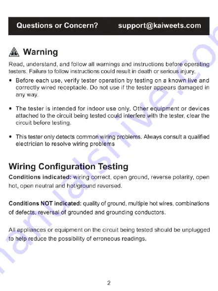 Kaiweets HT106E User Manual Download Page 2