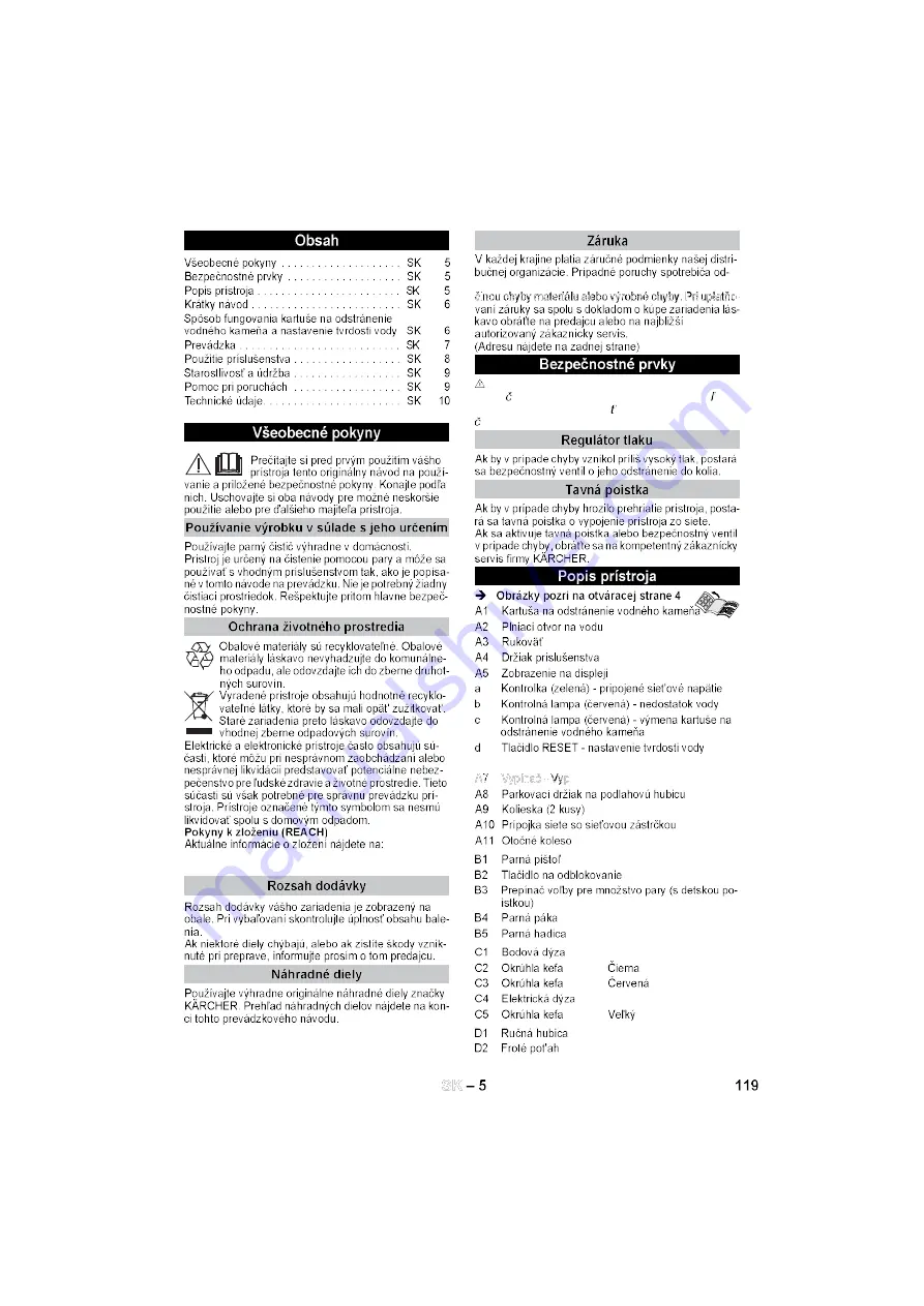 Kärcher SC 3 Quick Reference Manual Download Page 119